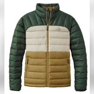 L.L. Bean Forest Green and Khaki Puffer Jacket men’s down jacket